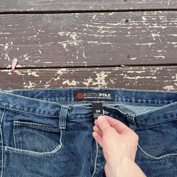 (36x32) Vintage 90s Y2K South Pole Baggy Embroidered Jeans - Picture 4 of 7